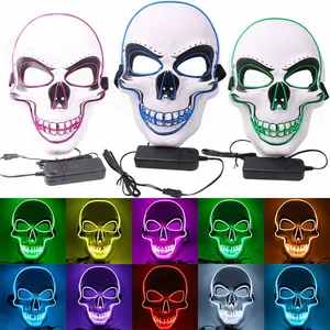 Luminous EL Wire Skull Mask Halloween Horror Scream Creepy Flashy Party Face Led Masks With Light thumbnail-3