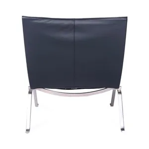 Minimalist PK22 Easy Chair, Poul Kjaerholm 1956 Replica Leather Accent Chair With Stainless Steel Base for Living Room & Commercial Use thumbnail-3