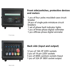 24 Channel Portable Stage Power Distribution Unit, 400A Camlock Input Industrial Power Distribution Box With Multi Sockets & Digital Meter thumbnail-5