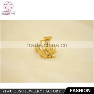 2015 Yiwu New Products Gold Plated Ring With Three Engrave Pattern Butterfly Shape thumbnail-3