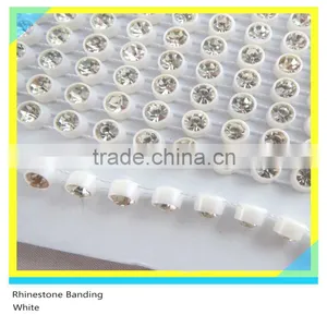 Rhinestone Plastic Chain Sew on Stick on White Banding Ss6 2mm 200 Pcs Crystal 10 Yards thumbnail-1