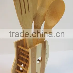 Factory Wholesale Nature Bamboo Kitchen Tool Set thumbnail-1