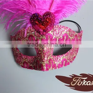 Masquerade Mask Ostrich Feather For Party Decoration thumbnail-3