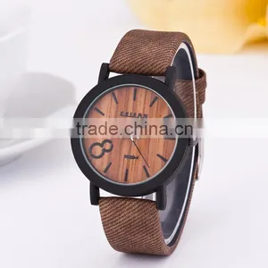 M020-1 Simulation Wooden Men Watches Wood Color Leather Strap Watch Antique Wrist Watches Clock Men Relojes Hombre thumbnail-1