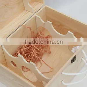 New Arrive Pine Wood Wine Box Wooden Wine Box 4 Bottles Accept Custom thumbnail-5