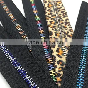 2015 Lastest Fashion Stylish Leopard Rainbow Designer Special Colour Teeth Metal Zipper thumbnail-1
