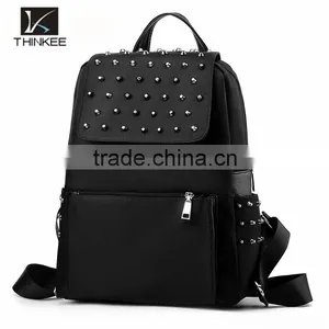China Shop 2016 Newest Black Rivet Leather Bags Backpack for Girls thumbnail-3