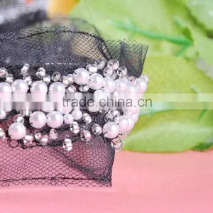 Handmade Fashion White Pearl Beaded Lace Trimmings for Dresses WTP-1335 thumbnail-3