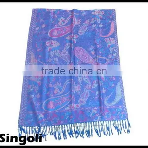 Light Purple Underpainting White Flower Knitted Palestine Scarf thumbnail-1