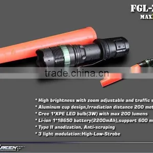 18650 and 3*AAA Battery CreeXPE LED Traffic Flashlight thumbnail-3