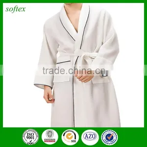 Waffle Wave White Bathrobe 100% Cotton Man thumbnail-1