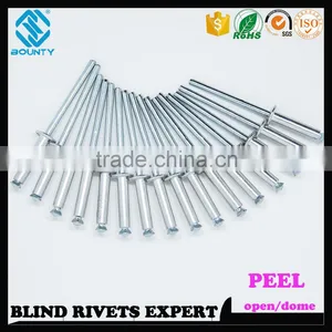 HIGH QUALITY OPEN END MANUFACTURER BUTTON HEAD AL/ST POP PEEL TYPE RIVETS thumbnail-3
