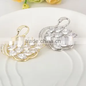 Platinum Plated Designer Swan Brooch With AAA+ Cubic Zircon Micro Pave Setting for Women and Men thumbnail-4