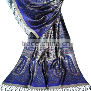 Elegant Paisley Print Pattern Silk Viscose Scarves thumbnail-1