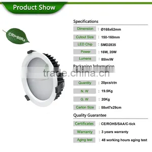 China Factory Price 160mm Cut Dimmable Led Downlight 16w 20w Downlighting With SAA CE ROHS thumbnail-5