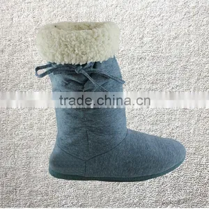 DENIM HOODIE LADIES/WOMENS SLIPPERS/BOOTS/INDOOR FOOTWEAR Denim Boots thumbnail-1