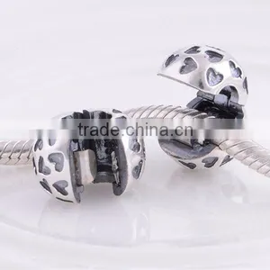 NEW 100% 925 Sterling Silver European Clip And Clasp Charms Love Heart Silver Beads thumbnail-2