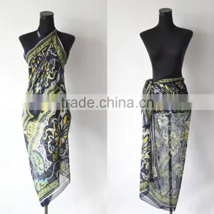 High Quality Mature Design Transparent Polyester Chiffon Sarong Pareo thumbnail-1