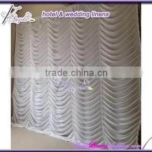 300*300cm White Factory Direct Sale European Style Wedding Backdrops Curtains With Water Wave Pleats thumbnail-1