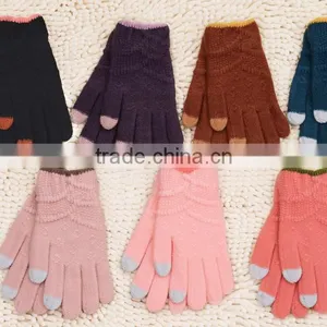 Crossbanding Woolen Yarn Touch Screen Gloves With Conductive Fiber Fingertips For Christmas 2015 thumbnail-1