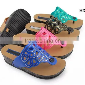 New Design PCU Cork Outsole Woman's Wedge Sandal thumbnail-1
