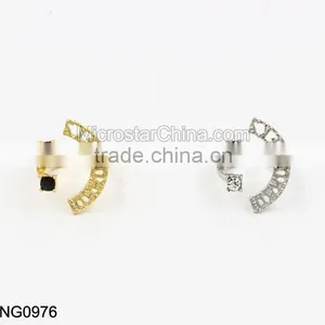 2 Set Brand Hollow With Black Crystal Punk Ring thumbnail-1