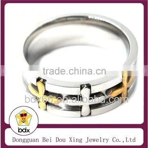 Professional Custom New Design Religious Men's Stainless Steel Two Tone Our Jesus Cross Rosary Finger Ring Catholic Jewelry thumbnail-1