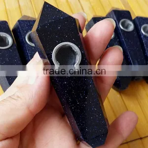 Wholesale Blue Sand Stone Crystal Smoking Pipes thumbnail-1