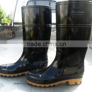 Black PVC Safety Boots Rain Boots Gumboots With Steel Toe Cap and Steel Plate Mid-sole thumbnail-2