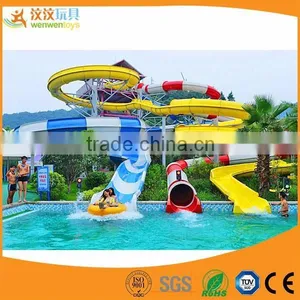 Colorful Fiberglass Outdoor Spiral Slide Water Fountain Playground thumbnail-1