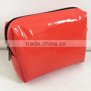 Red Shiny PU Zipper Coin Pouch Cosmetic Small Size Storage Bag For Make Up Utensils thumbnail-3