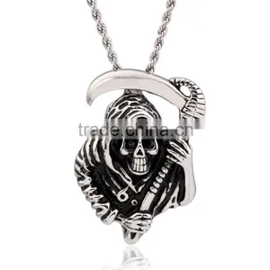 Fashion Stainless Steel Skull Pendant With Angle Wing thumbnail-2