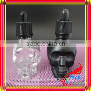 Custom Glass Bottle for Black Essential Oil Bottle With Skull Shape Glass Dropper Bottle for E-juice thumbnail-2
