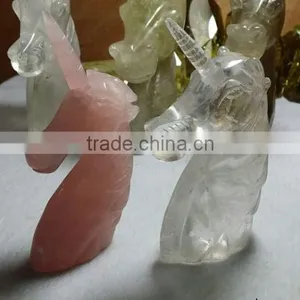 Wholesale Natural Rose Quartz Crystal Unicorn for Crafts thumbnail-1