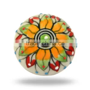 Ceramic Tomato With Orange Green Red Sun Flower Print thumbnail-1