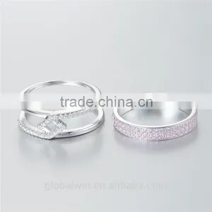 Vogue Double Jewelry Wedding Rings Pink Zircon Custom Wholesale 925 Sterling Silver Rings Jewelry For Womam thumbnail-5