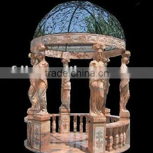 Stone Garden Pavilion Gazebo With Lady Statues thumbnail-1