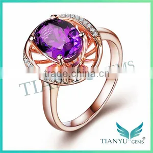 New Style Purple Diamond Ring Rose Gold Wedding Ring for Women thumbnail-1