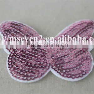 Good Looking Pink Butterfly Woven Embroidery Patch in Sequin Material for Sale thumbnail-3