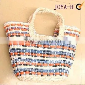 Four Color Crochet Women Straw Summer Handbag thumbnail-1