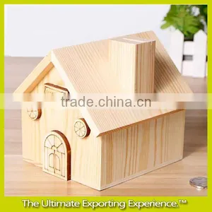 Wood Coin Bank With Hinged Open Doors thumbnail-1