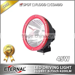 45W 6.7" Vision Cannon Jeep SUV Offroad Black Red Chrome Narrow LED Spot Driving Light thumbnail-1
