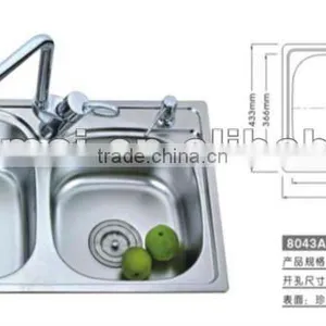 SS201/SS304 Double Bowl Kitchen Sinks 8043A thumbnail-1