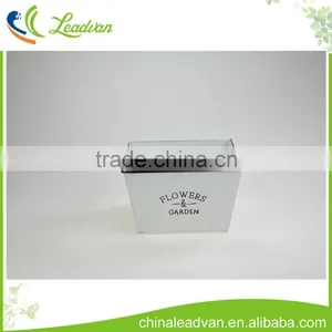 Wholesale Reusable Large White Square Galvanized Metal Flower Pots and Vases thumbnail-1