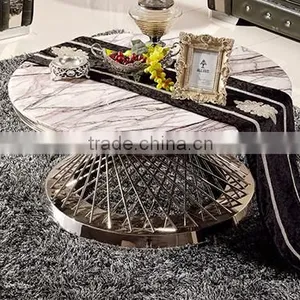 C381 Living Room Stainless Steel Marble Coffee Table thumbnail-1