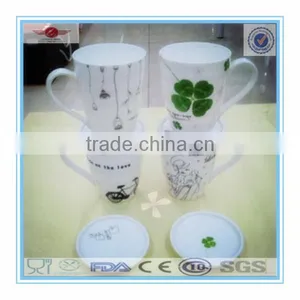 Bone China Ceramic Porcelain Cup/Mug With Threaded Lid thumbnail-1
