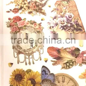 Floral Design Embossed Sticker, Antique Elegance Design Sticker for Decoration, Classic Decorative Shinny Glitter Sticker thumbnail-5