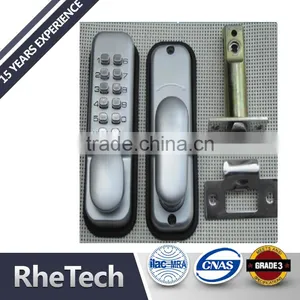 UK Push Button Mechanical Keyless Locks Stain Chrome for Hotel Door Lock thumbnail-1