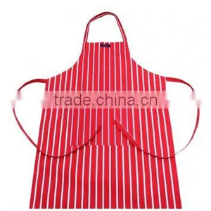 100% Cotton Hot Red Stripe Design Bib Apron thumbnail-1