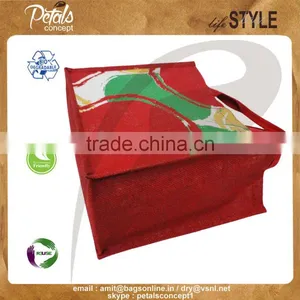 PP Laminated Jute Tote Bag With Web Handle & With Three Color Front & Back Print thumbnail-3